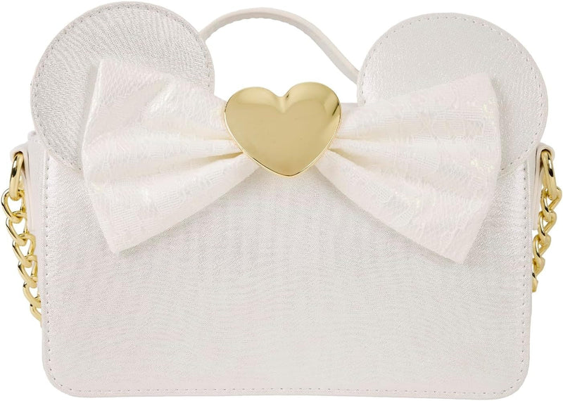 Loungefly: Disney Minnie Mouse Iridescent Lace Wedding - Crossbody Bag Clothing and Apparel Loungefly