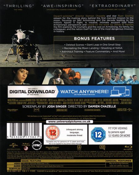 First Man [Blu-Ray] Blu-Ray Movie Universal Pictures