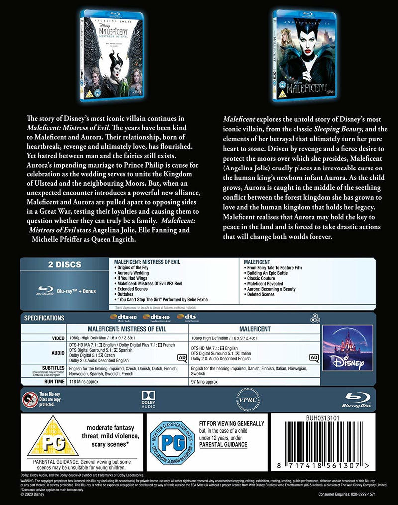 Maleficent 2 Movie Collection [Blu-Ray] Blu-Ray Collector Disney