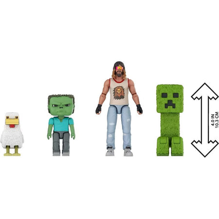 A Minecraft Movie Garrett Creeper Zombie & Chicken Action Figure 4-Pack (Woodland Mansion Throwdown) Toys & Games Mattel