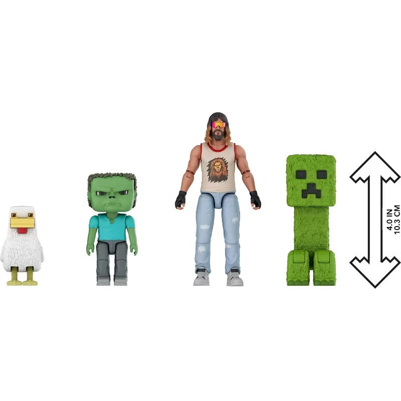 A Minecraft Movie Garrett Creeper Zombie & Chicken Action Figure 4-Pack (Woodland Mansion Throwdown) Toys & Games Mattel