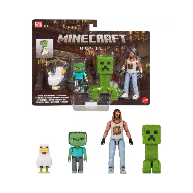A Minecraft Movie Garrett Creeper Zombie & Chicken Action Figure 4-Pack (Woodland Mansion Throwdown) Toys & Games Mattel
