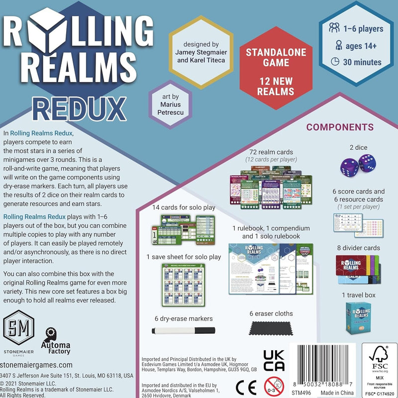 Rolling Realms Redux [Board Game, 1-6 Players] Board Game Stonemaier Games
