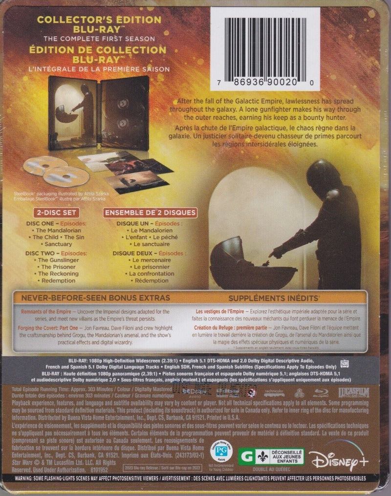 Star Wars: The Mandalorian Season 1 Blu-Ray [Blu-Ray] Blu-Ray Steelbook Disney