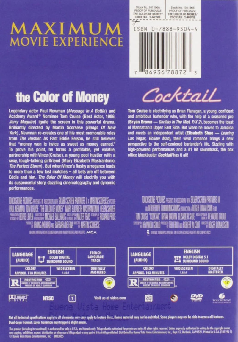 The Color of Money / Cocktail 2-Movie Collection [DVD] DVD Movie Touchstone Home Entertainment