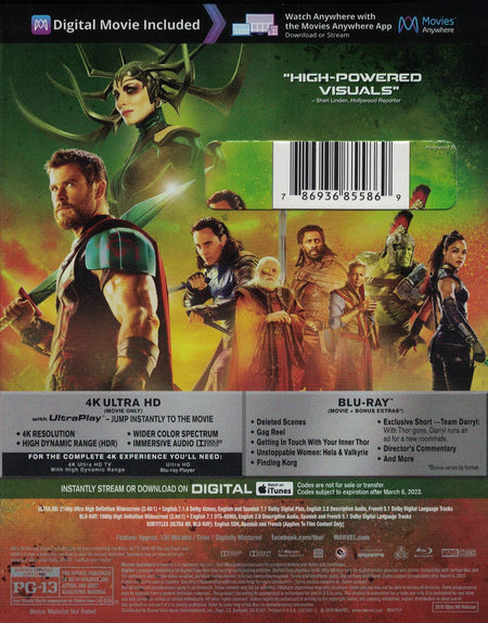 Thor Ragnarok [Blu-Ray + 4K UHD] Blu-Ray 4K Movie Marvel