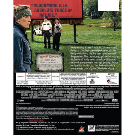 Three Billboards Outside Ebbing, Missouri [Blu-ray + DVD] Blu-Ray Movie Paramount Pictures