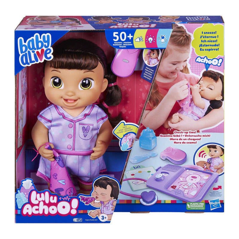 Baby Alive Lulu Achoo Doll - 12-Inch Interactive Doctor Play Toy - Brown Hair Toys & Games Hasbro