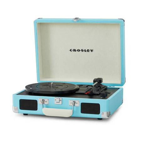 Crosley: Cruiser Plus Vintage 3-Speed Bluetooth in/Out Suitcase Vinyl Record Player Turntable - Turquoise/White - CR8005F-TU [Electronics] Electronics Crosley