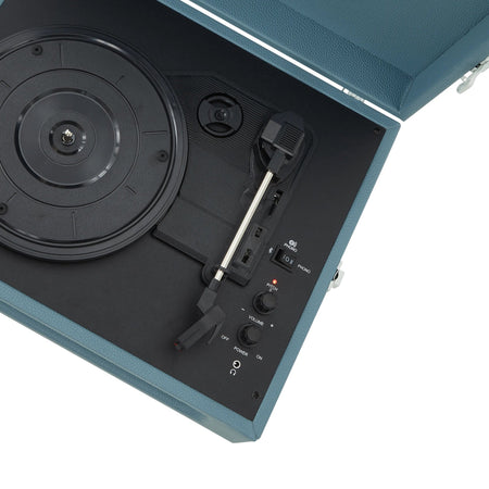 Crosley: Voyager Vintage 3-Speed Bluetooth In/Out Vinyl Record Player Turntable - Washed Blue - CR8017B-WB [Electronics] Electronics Crosley