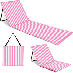 Beach Mat Recliner with Pocket - Pink Stripes Home and Hardware just be