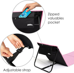 Beach Mat Recliner with Pocket - Pink Stripes Home and Hardware just be