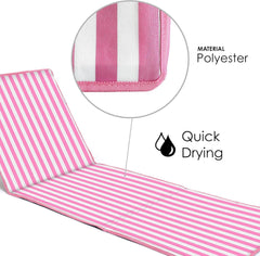 Beach Mat Recliner with Pocket - Pink Stripes Home and Hardware just be