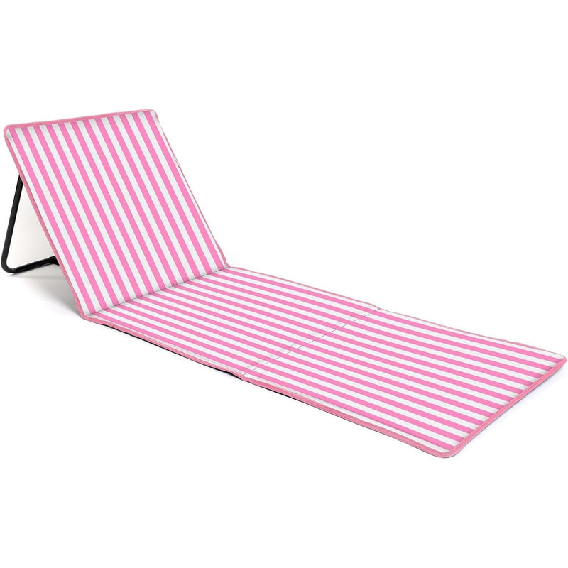 Beach Mat Recliner with Pocket - Pink Stripes Home and Hardware just be