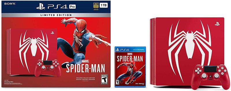 PlayStation 4 Pro Console - Limited Edition Amazing Red Marvel's Spider Man Bundle - 1TB [PlayStation 4 System] PlayStation Systems Sony