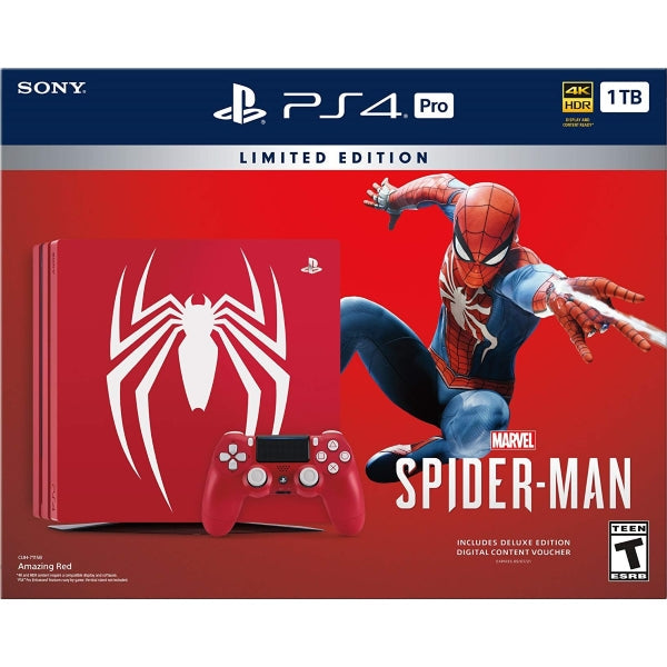 PlayStation 4 Pro Console - Limited Edition Amazing Red Marvel's Spider Man Bundle - 1TB [PlayStation 4 System] PlayStation Systems Sony