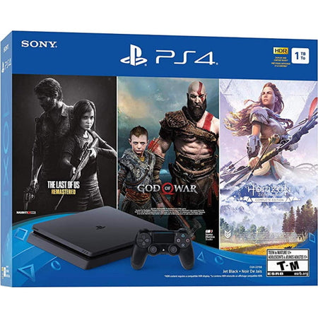 Sony PlayStation 4 Slim Console - The Last of Us Remastered + God of War + Horizon Zero Dawn: Complete Edition Bundle - 1TB [PlayStation 4 System] PlayStation Systems Sony